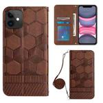 For iPhone 11 Crossbody Football Texture Magnetic PU Phone Case (Brown)