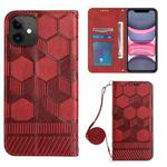 For iPhone 11 Crossbody Football Texture Magnetic PU Phone Case (Red)