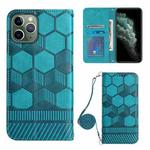 For iPhone 11 Pro Crossbody Football Texture Magnetic PU Phone Case (Light Blue)