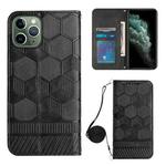 For iPhone 11 Pro Max Crossbody Football Texture Magnetic PU Phone Case (Black)