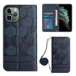 For iPhone 11 Pro Max Crossbody Football Texture Magnetic PU Phone Case (Dark Blue)