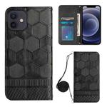 For iPhone 12 Crossbody Football Texture Magnetic PU Phone Case(Black)