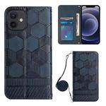 For iPhone 12 Crossbody Football Texture Magnetic PU Phone Case(Dark Blue)
