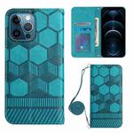 For iPhone 12 Pro Crossbody Football Texture Magnetic PU Phone Case(Light Blue)