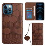 For iPhone 12 Pro Crossbody Football Texture Magnetic PU Phone Case(Brown)