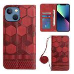 For iPhone 13 Crossbody Football Texture Magnetic PU Phone Case(Red)