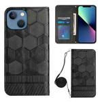 For iPhone 14 Crossbody Football Texture Magnetic PU Phone Case (Black)