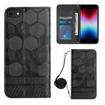 For iPhone SE 2022 / SE 2020 / 8 / 7 Crossbody Football Texture Magnetic PU Phone Case(Black)