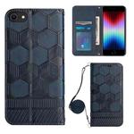 For iPhone SE 2022 / SE 2020 / 8 / 7 Crossbody Football Texture Magnetic PU Phone Case(Dark Blue)