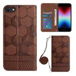 For iPhone SE 2022 / SE 2020 / 8 / 7 Crossbody Football Texture Magnetic PU Phone Case(Brown)