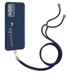 For OPPO A55 4G Gilding Line TPU Phone Case with Strap(Royal Blue)