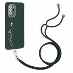 For OPPO A94 5G / A95 5G / Reno5 Z / F19 Pro+ 5G Gilding Line TPU Phone Case with Strap(Dark Green)