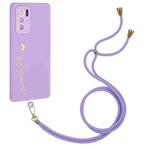 For OPPO Reno6 4G Gilding Line TPU Phone Case with Strap(Light Purple)