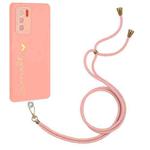 For OPPO Reno6 4G Gilding Line TPU Phone Case with Strap(Pink)