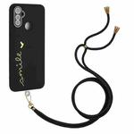 For Realme C3 Gilding Line TPU Phone Case with Strap(Black)