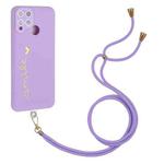 For Realme C15 / C12 Gilding Line TPU Phone Case with Strap(Light Purple)