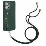 For Realme C31 Gilding Line TPU Phone Case with Strap(Dark Green)