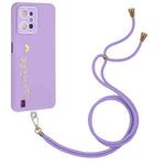 For Realme C31 Gilding Line TPU Phone Case with Strap(Light Purple)
