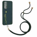 For Realme 7 4G / Narzo 20 Pro Gilding Line TPU Phone Case with Strap(Dark Green)