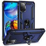 For Motorola Moto E32 4G Shockproof TPU + PC Phone Case with 360 Degree Rotating Holder(Blue)