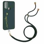 For Motorola Moto E40 / E30 Gilding Line TPU Phone Case with Strap(Dark Green)