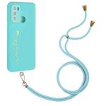 For Motorola Moto G60 / G40 Fusion Gilding Line TPU Phone Case with Strap(Light Blue)