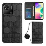 For Xiaomi Redmi 10A Crossbody Football Texture Magnetic PU Phone Case(Black)