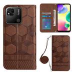 For Xiaomi Redmi 10A Crossbody Football Texture Magnetic PU Phone Case(Brown)