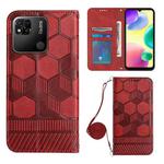 For Xiaomi Redmi 10A Crossbody Football Texture Magnetic PU Phone Case(Red)