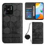 For Xiaomi Redmi 10C/Redmi 10 India Crossbody Football Texture Magnetic PU Phone Case(Black)