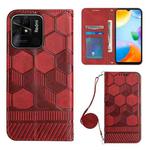 For Xiaomi Redmi 10C/Redmi 10 India Crossbody Football Texture Magnetic PU Phone Case(Red)