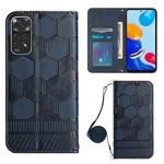 For Xiaomi Redmi Note 11 Global/Note 11S 4G Crossbody Football Texture Magnetic PU Phone Case(Dark Blue)