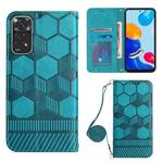 For Xiaomi Redmi Note 11 Global/Note 11S 4G Crossbody Football Texture Magnetic PU Phone Case(Light Blue)