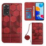 For Xiaomi Redmi Note 11 Global/Note 11S 4G Crossbody Football Texture Magnetic PU Phone Case(Red)