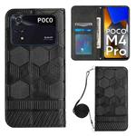 For Xiaomi Poco M4 Pro 4G Crossbody Football Texture Magnetic PU Phone Case(Black)