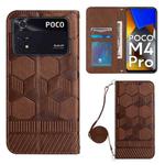 For Xiaomi Poco M4 Pro 4G Crossbody Football Texture Magnetic PU Phone Case(Brown)