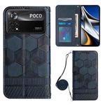 For Xiaomi Poco X4 Pro 5G Crossbody Football Texture Magnetic PU Phone Case(Dark Blue)