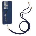 For Samsung Galaxy S21 Ultra 5G Gilding Line TPU Phone Case with Strap(Royal Blue)