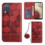 For Samsung Galaxy A12 5G/M12/F12 Crossbody Football Texture Magnetic PU Phone Case(Red)