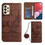 For Samsung Galaxy A13 4G Crossbody Football Texture Magnetic PU Phone Case(Brown)