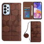 For Samsung Galaxy A23 5G Crossbody Football Texture Magnetic PU Phone Case(Brown)