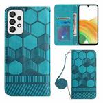 For Samsung Galaxy A33 5G Crossbody Football Texture Magnetic PU Phone Case(Light Blue)