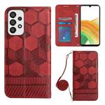 For Samsung Galaxy A33 5G Crossbody Football Texture Magnetic PU Phone Case(Red)