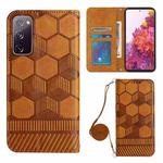 For Samsung Galaxy S20 FE Crossbody Football Texture Magnetic PU Phone Case(Khaki)