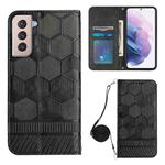 For Samsung Galaxy S21+ 5G Crossbody Football Texture Magnetic PU Phone Case(Black)