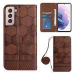 For Samsung Galaxy S21+ 5G Crossbody Football Texture Magnetic PU Phone Case(Brown)
