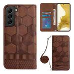 For Samsung Galaxy S22 5G Crossbody Football Texture Magnetic PU Phone Case(Brown)