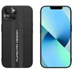 For iPhone 13 Carbon Fiber Texture Plain Leather Phone Case(Black)