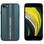 For iPhone SE 2022 / SE 2020 / 8 / 7 Carbon Fiber Texture Plain Leather Phone Case(Dark Green)