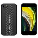 For iPhone SE 2022 / SE 2020 / 8 / 7 Carbon Fiber Texture Plain Leather Phone Case(Black)